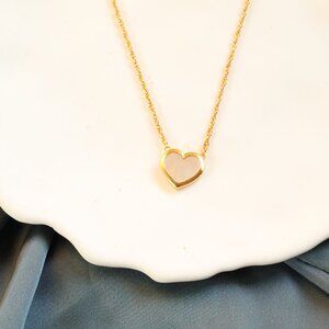 💕 Julie Vos Heart Solitaire Mother Pearl Necklace Gold